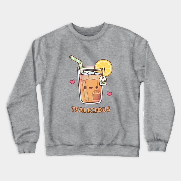 Cute Iced Lemon Tea Tealicious Pun Crewneck Sweatshirt by rustydoodle